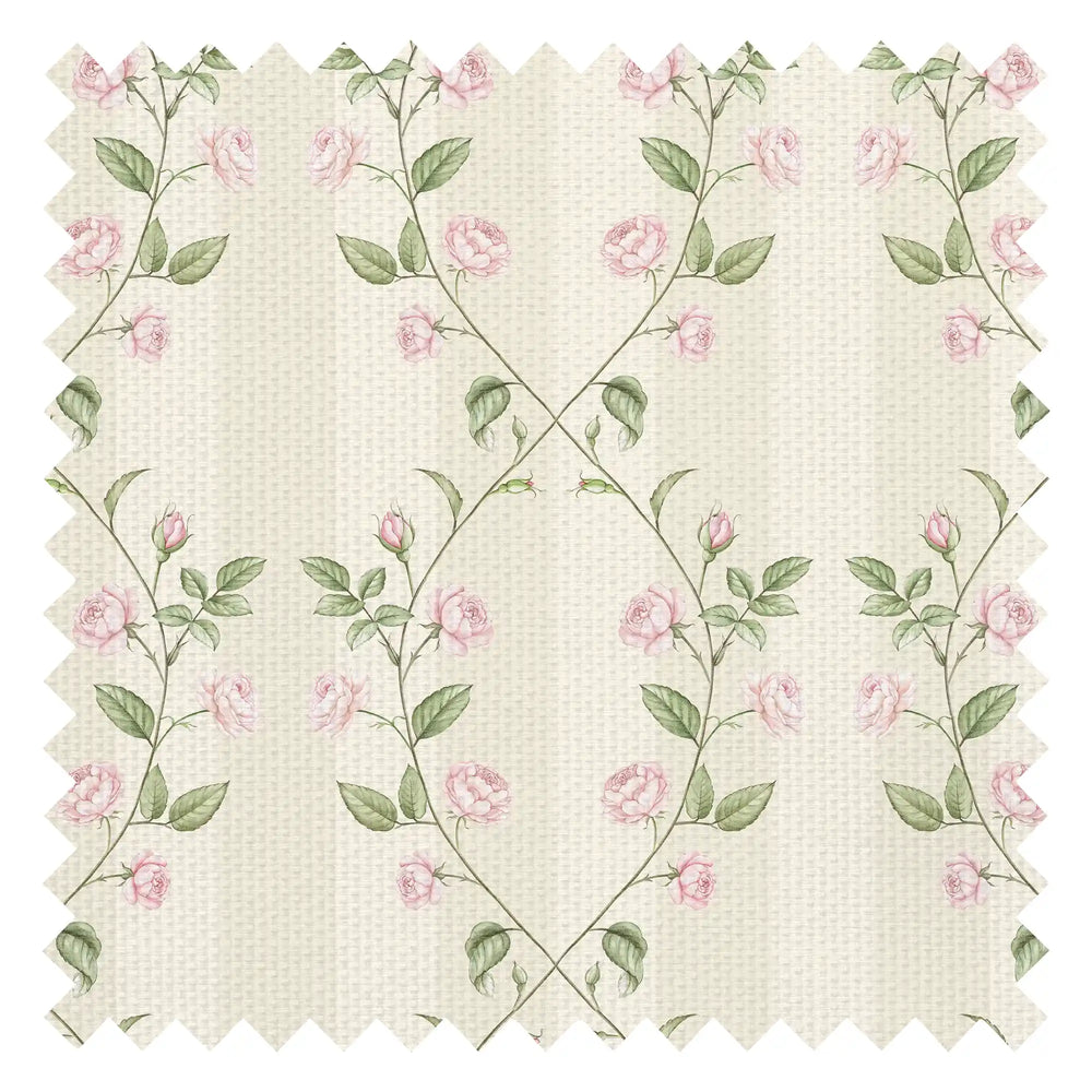 Ascending Rose Fabric in Parchment Cream
