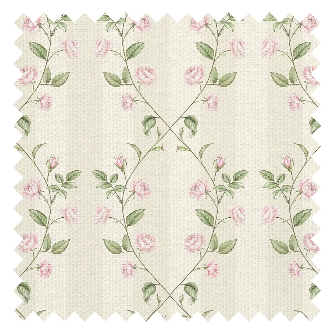 Ascending Rose Fabric in Parchment Cream