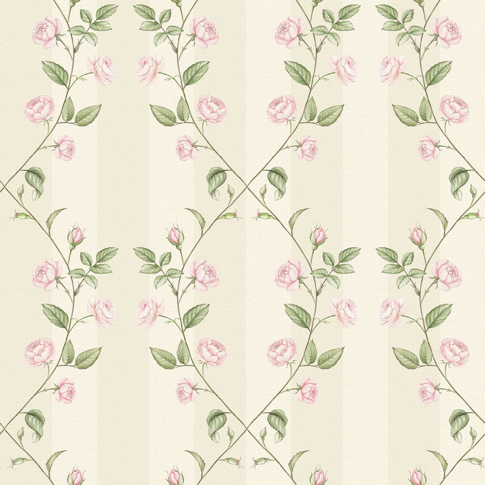 Ascending Rose Wallpaper in Parchment Cream