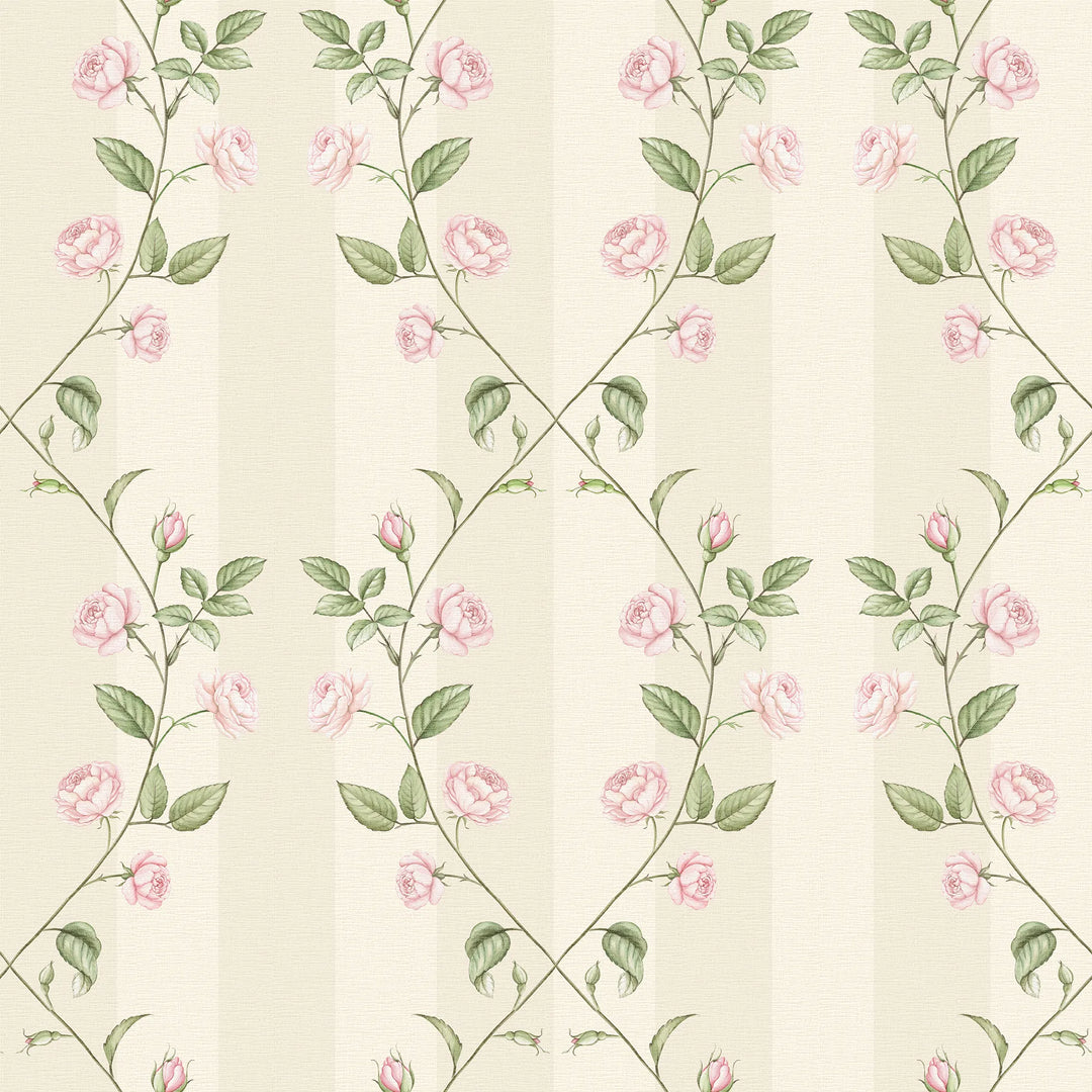 Ascending Rose Wallpaper in Parchment Cream