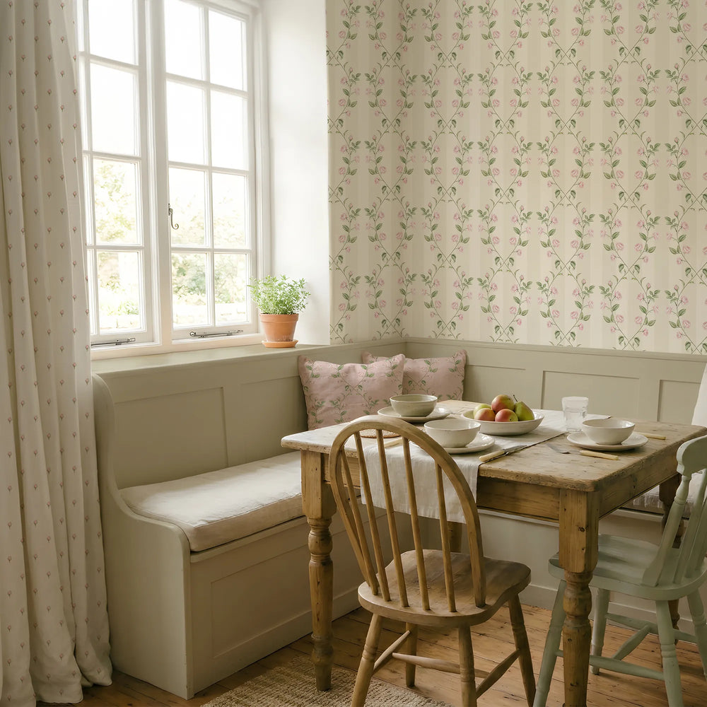 Ascending Rose Wallpaper in Parchment Cream