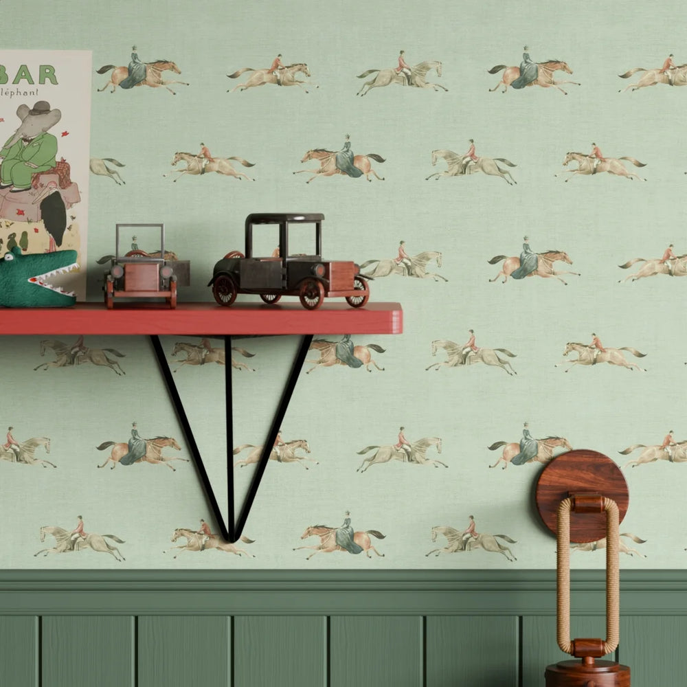 At The Races Wallpaper in Laurel Green