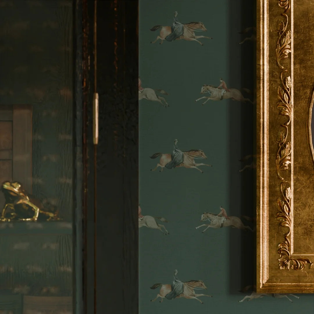 At The Races Wallpaper in Pine Green