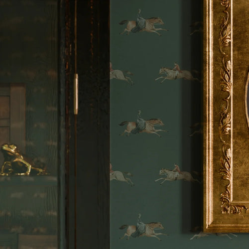 At The Races Wallpaper in Pine Green
