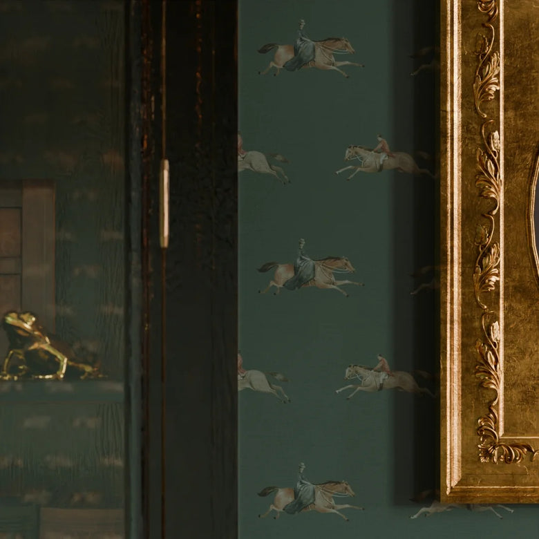 At The Races Wallpaper in Pine Green
