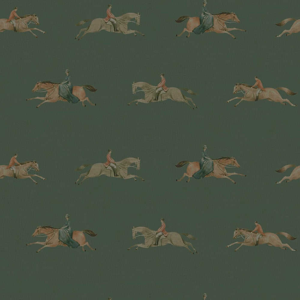 At The Races Wallpaper in Pine Green
