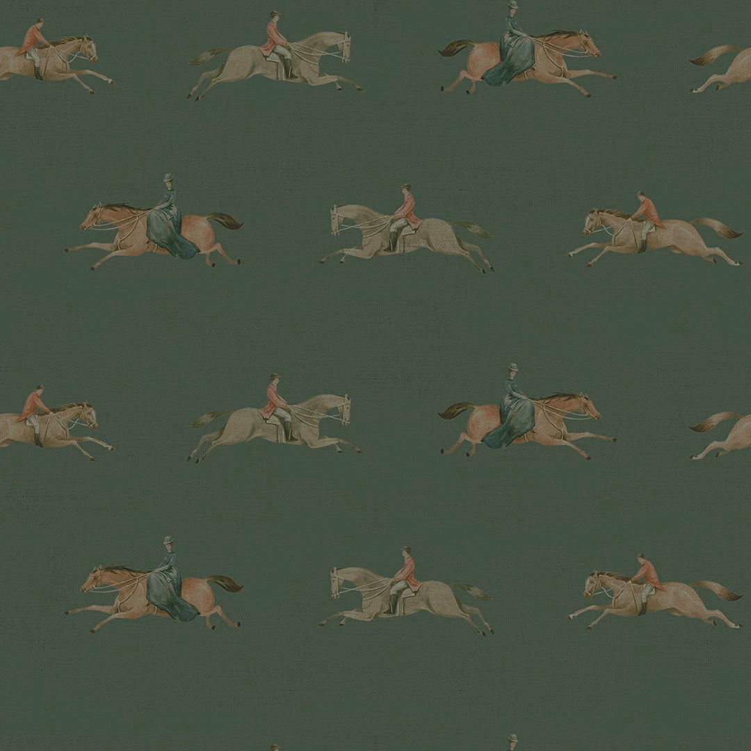 Sample of At The Races Wallpaper in Pine Green