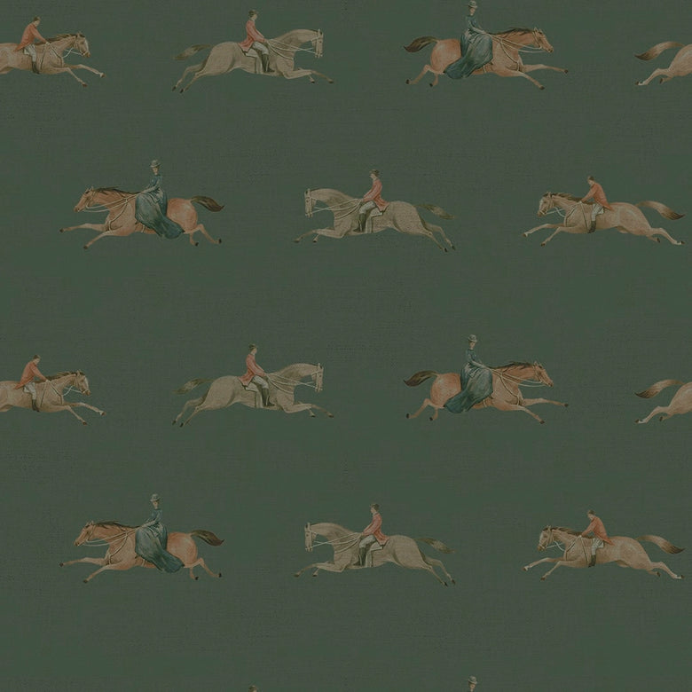 Sample of At The Races Wallpaper in Pine Green