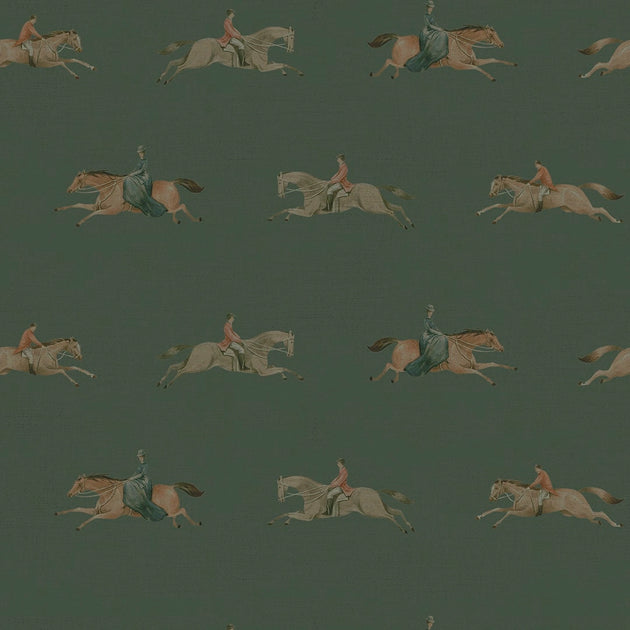 At The Races Wallpaper in Pine Green