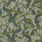 Aubrey Wallpaper in Classic Navy and Ochre on Forest Green