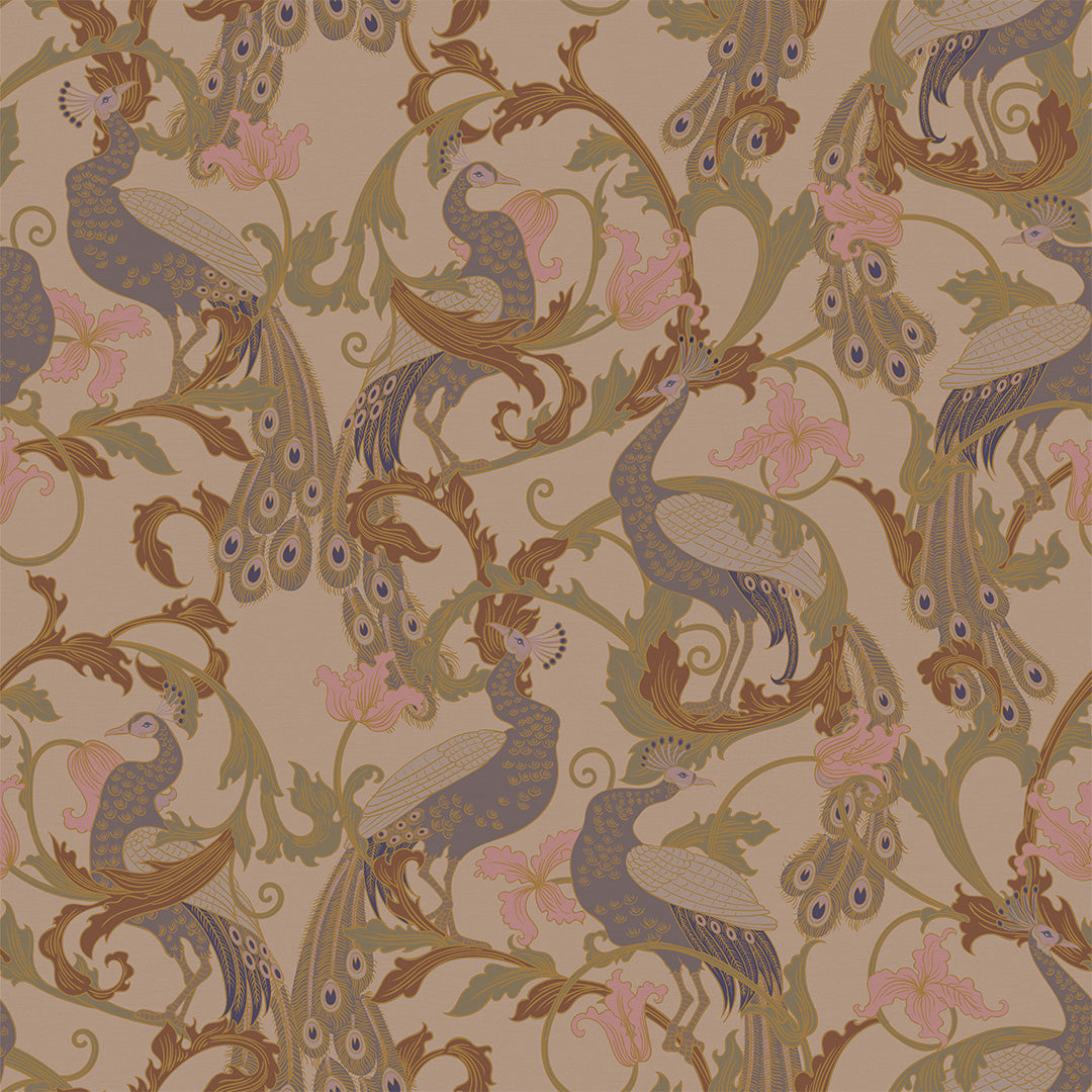Aubrey Wallpaper in Shades of Mauve on Gold – Lucie Annabel