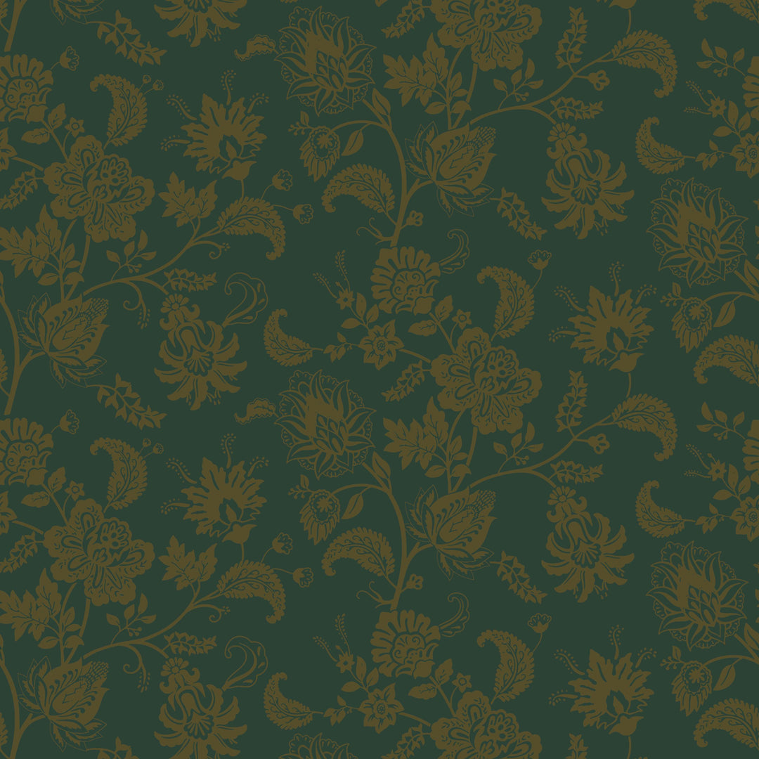 Sample of Balmoral Baroque Wallpaper in Gentleman Green and Pine Green
