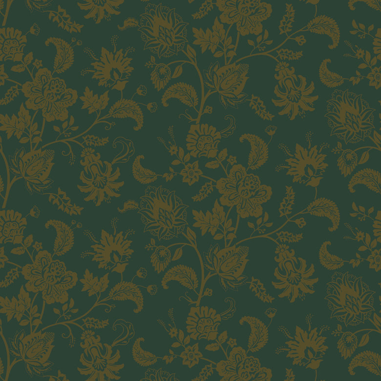 Sample of Balmoral Baroque Wallpaper in Gentleman Green and Pine Green