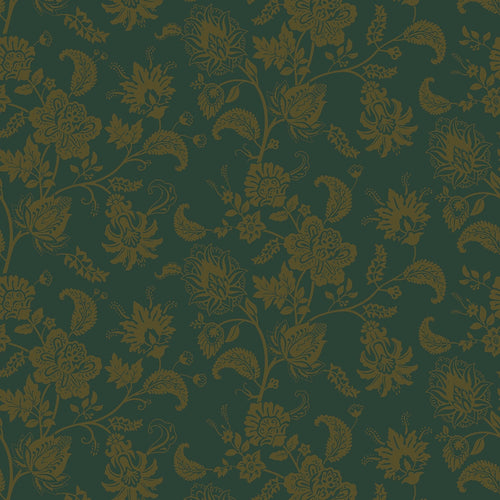 Balmoral Baroque Wallpaper in Gentleman Green and Pine Green