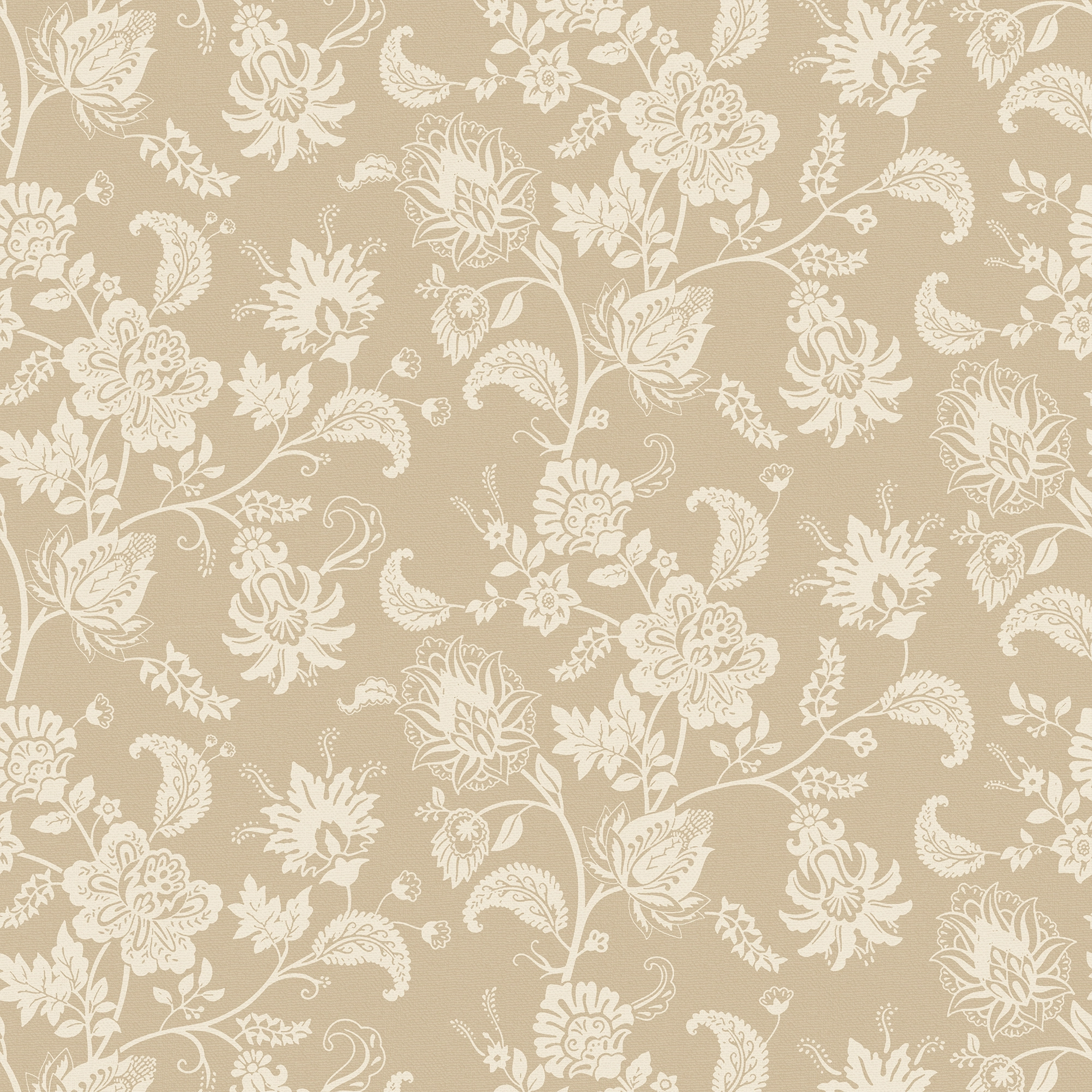 Balmoral Baroque Wallpaper in Cream on Toffee