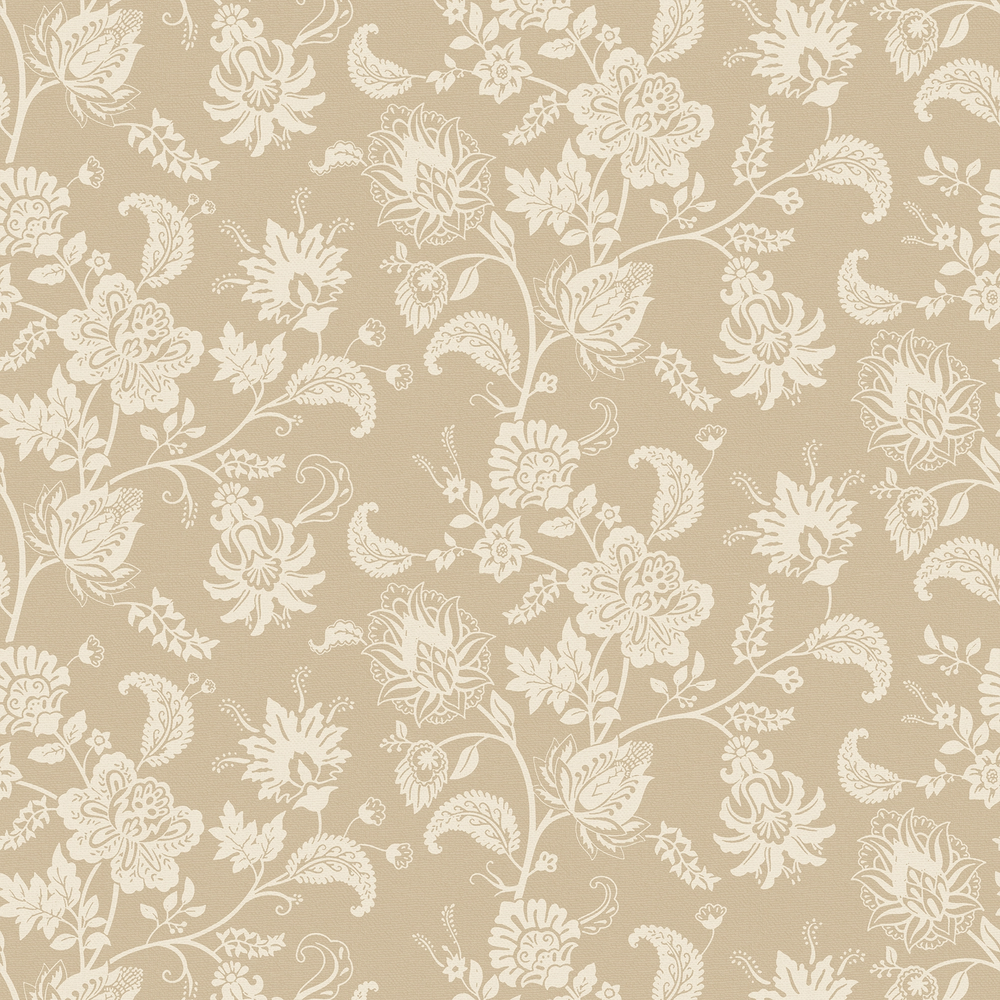 Balmoral Baroque Wallpaper in Cream on Toffee