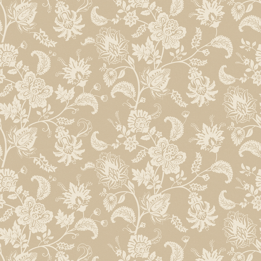Balmoral Baroque Wallpaper in Cream on Toffee