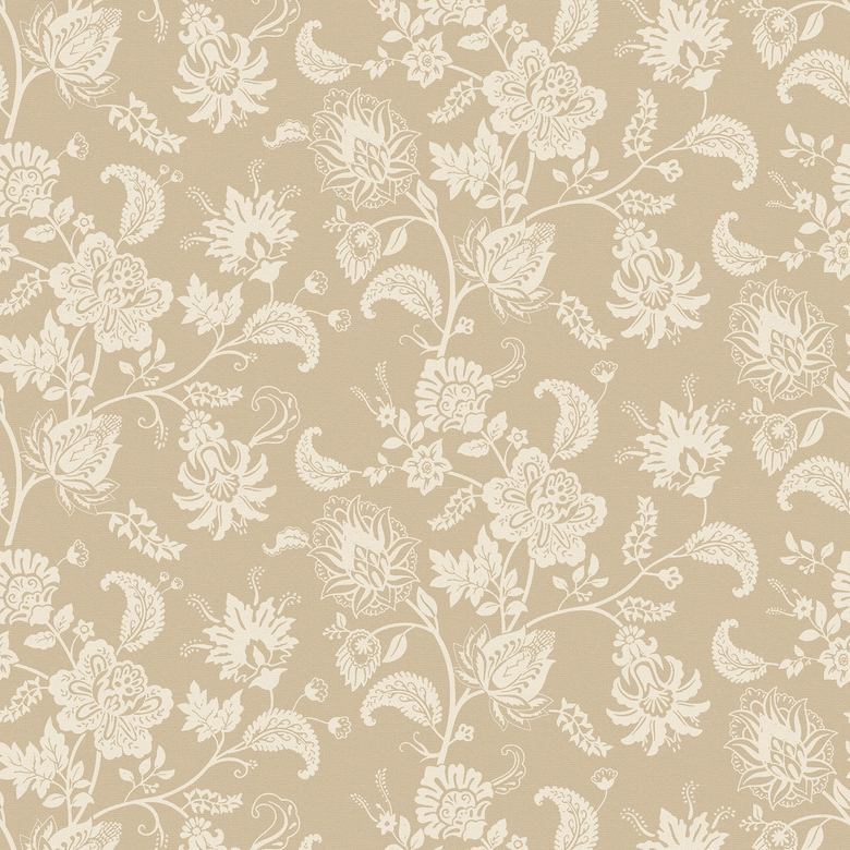 Balmoral Baroque Wallpaper in Cream on Toffee