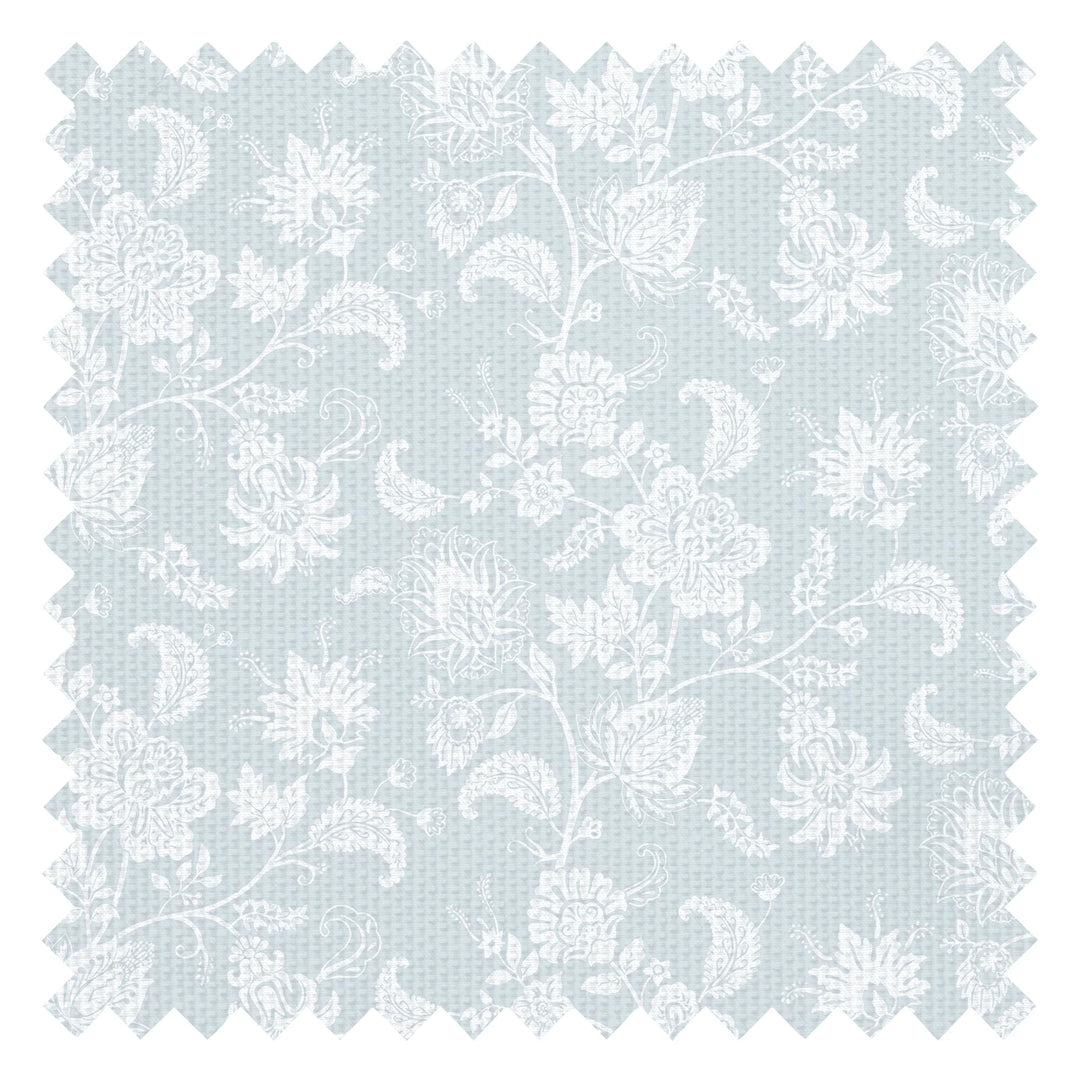 Balmoral Baroque Fabric in Milk White on Blue