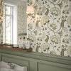 Beaumont Wallpaper in Olive and Sage Green on Ecru