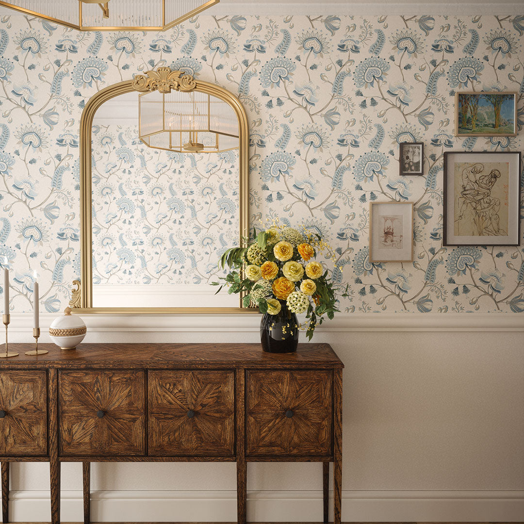 Beaumont Plain Wallpaper in Ecru