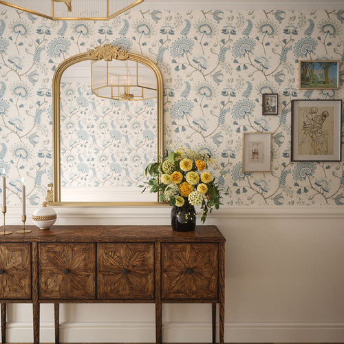 Beaumont Plain Wallpaper in Ecru