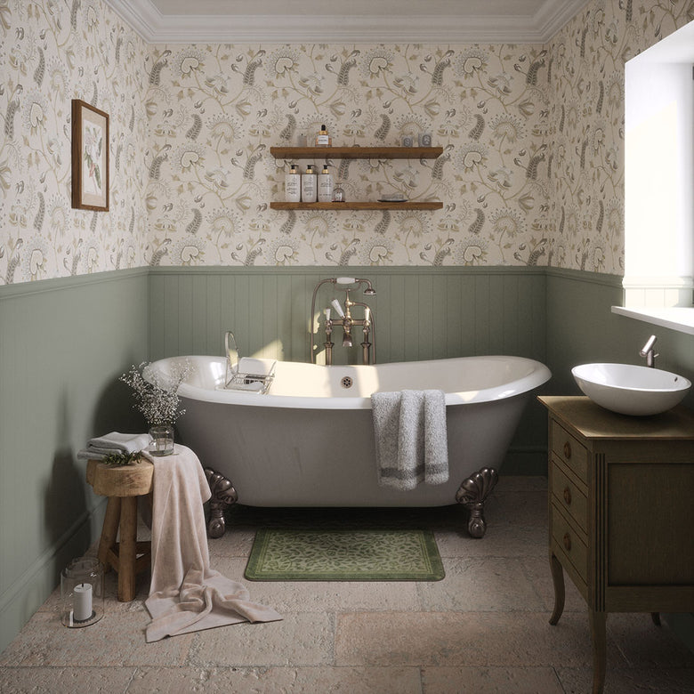 Beaumont Wallpaper in Soft Neutrals on Ecru