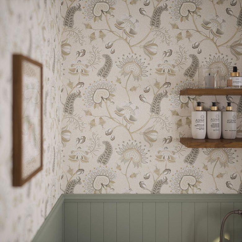 Beaumont Wallpaper in Soft Neutrals on Ecru