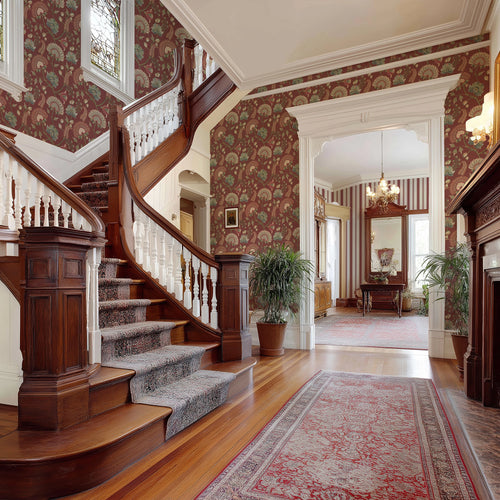 Beaumont Wallpaper in Crimson on Claret