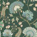 Beaumont Wallpaper in Seafoam on Hunter Green