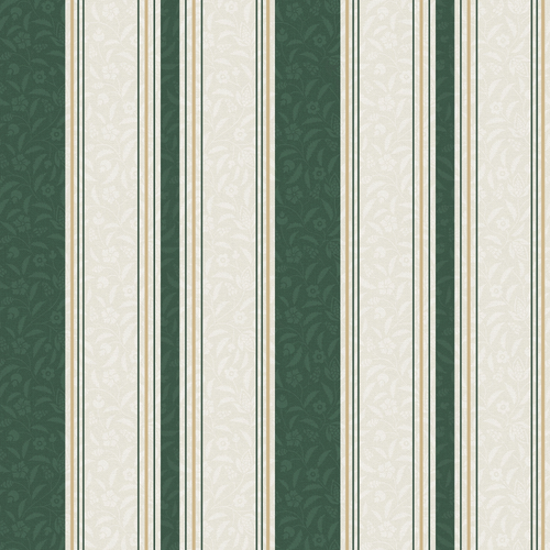 Beaumont Stripe Wallpaper in Aged Ivory and Hunter Green