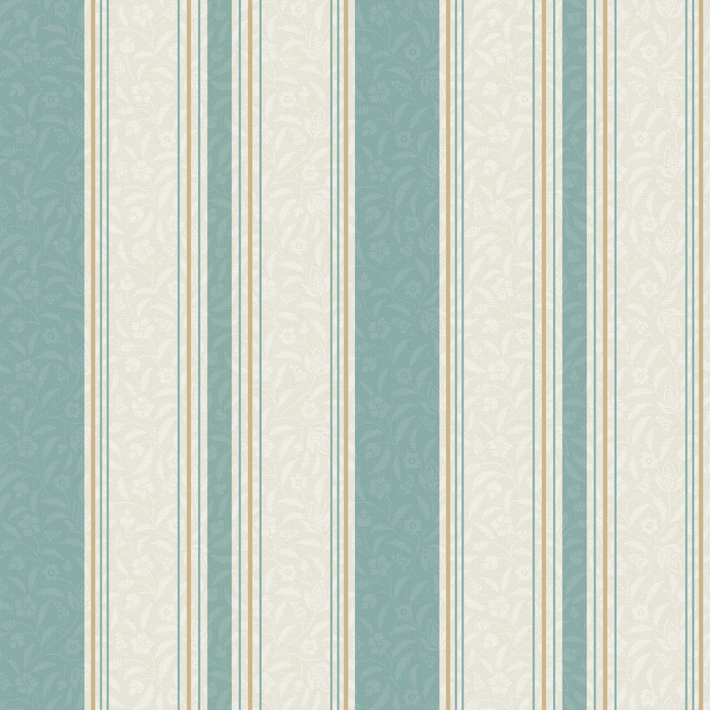 Beaumont Stripe Wallpaper in Aged Ivory and Seafoam