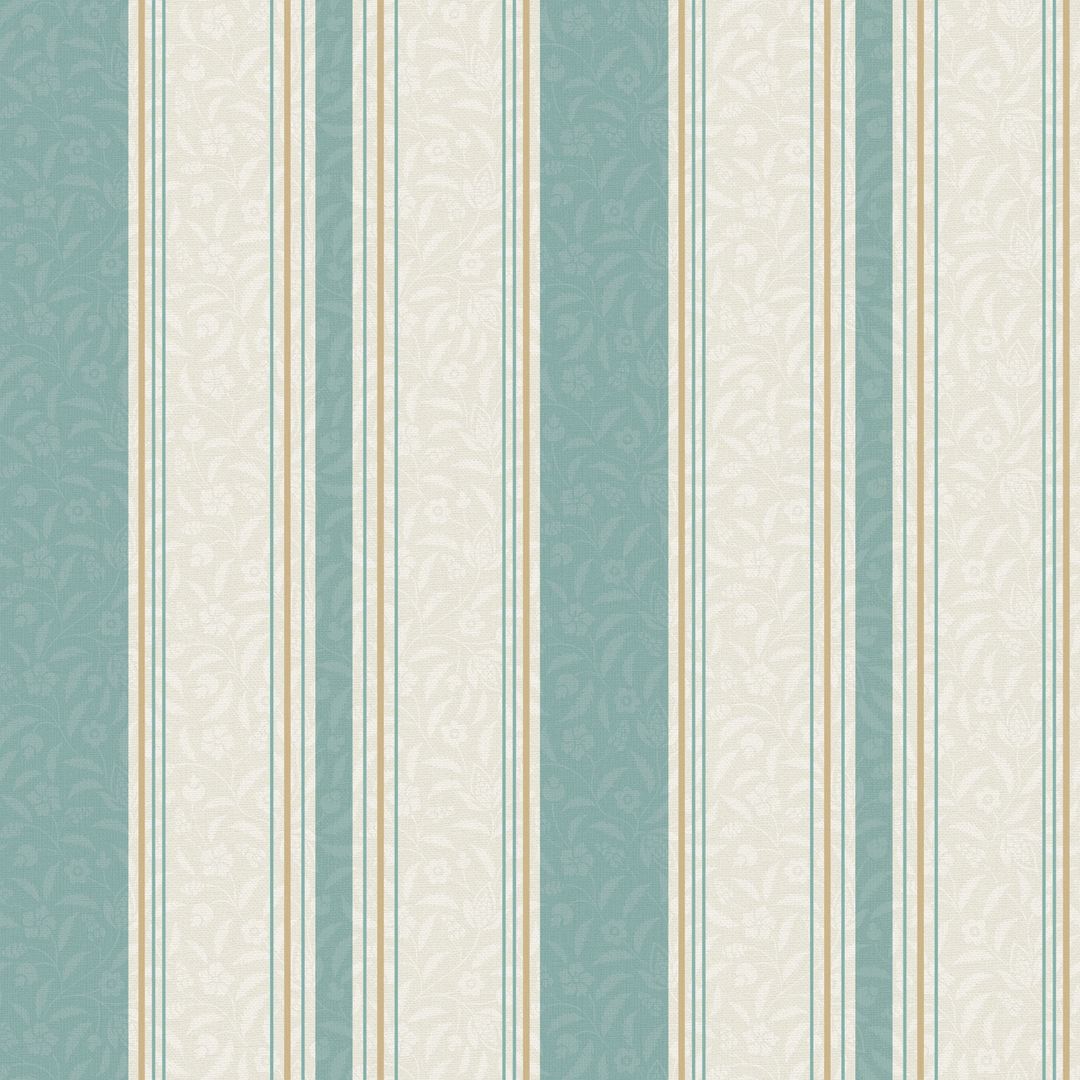 Beaumont Stripe Wallpaper in Aged Ivory and Seafoam