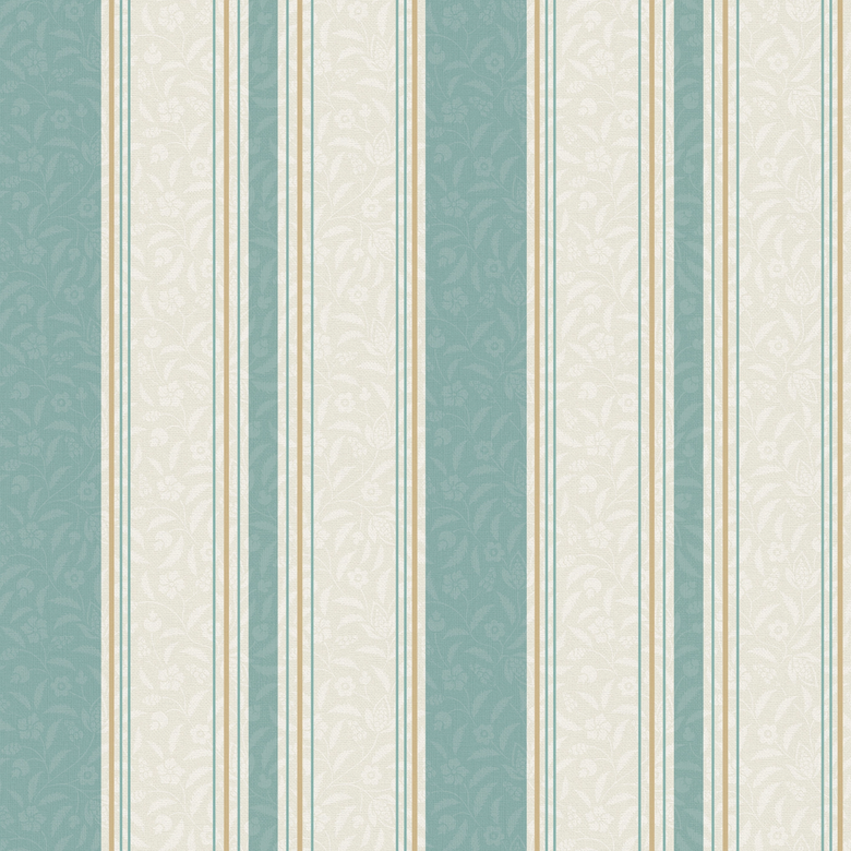 Beaumont Stripe Wallpaper in Aged Ivory and Seafoam