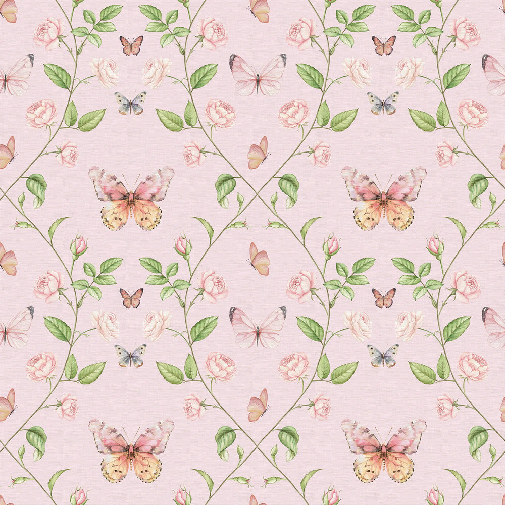 Bloom and Butterflies Wallpaper in Beautiful Blush