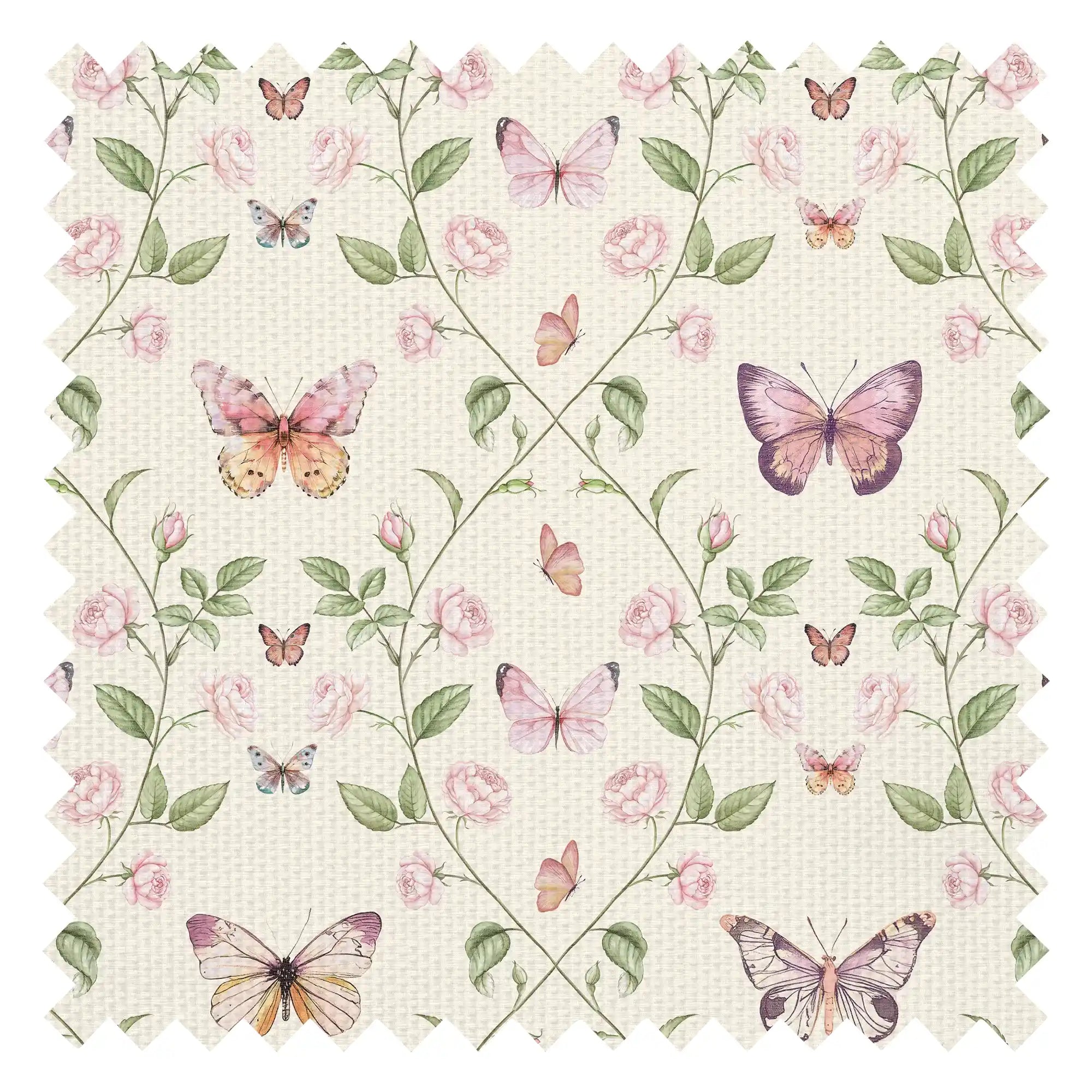 Bloom and Butterflies Fabric in Parchment Cream