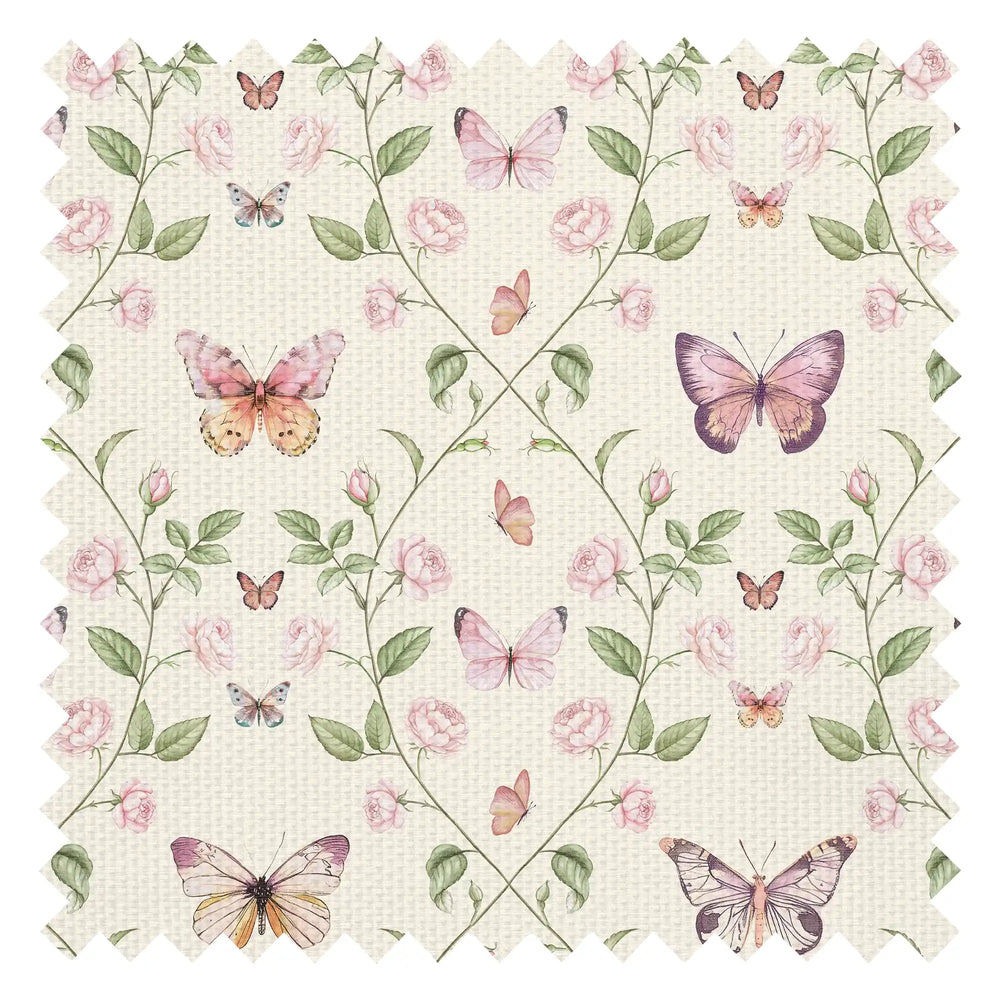 Bloom and Butterflies Fabric in Parchment Cream