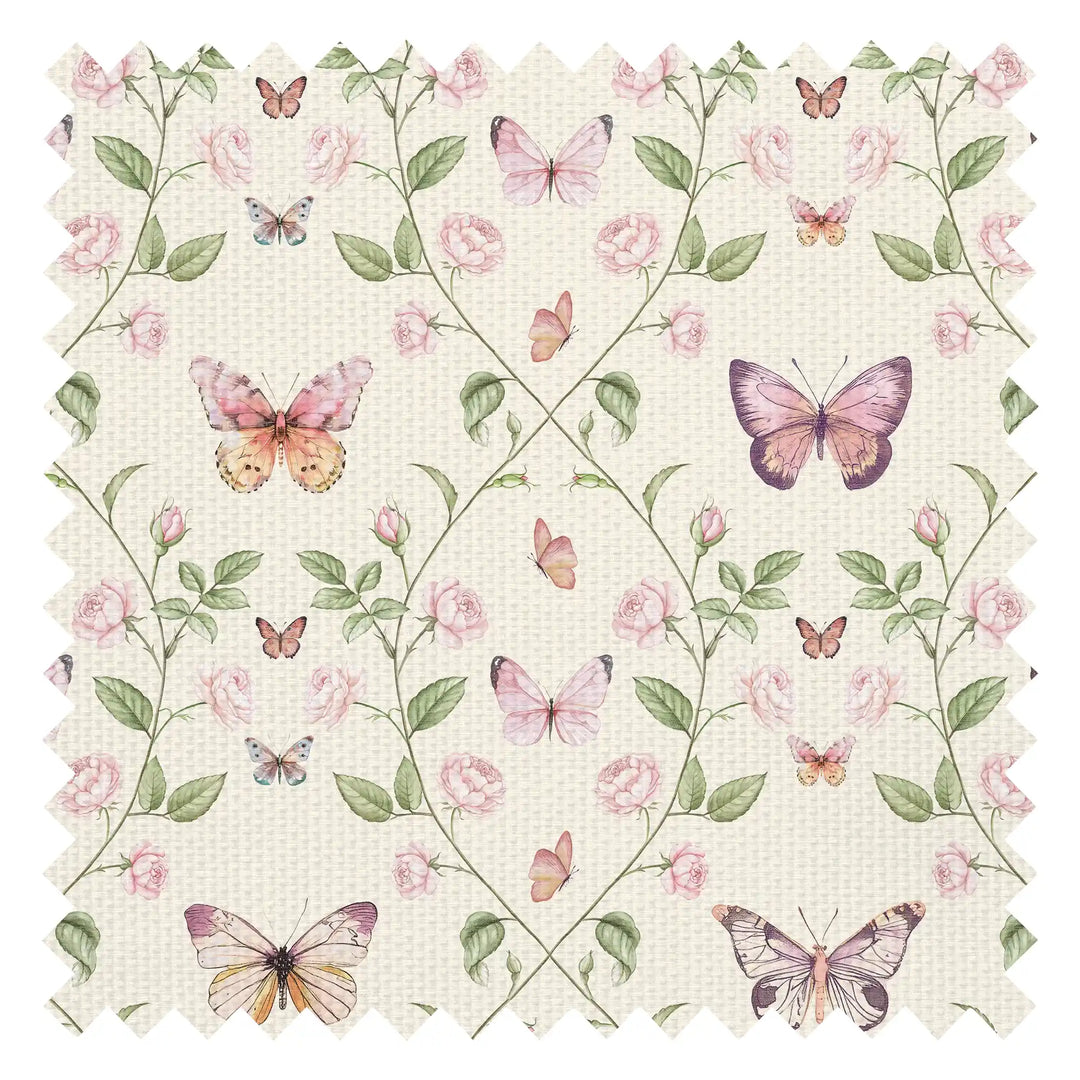 Bloom and Butterflies Fabric in Parchment Cream