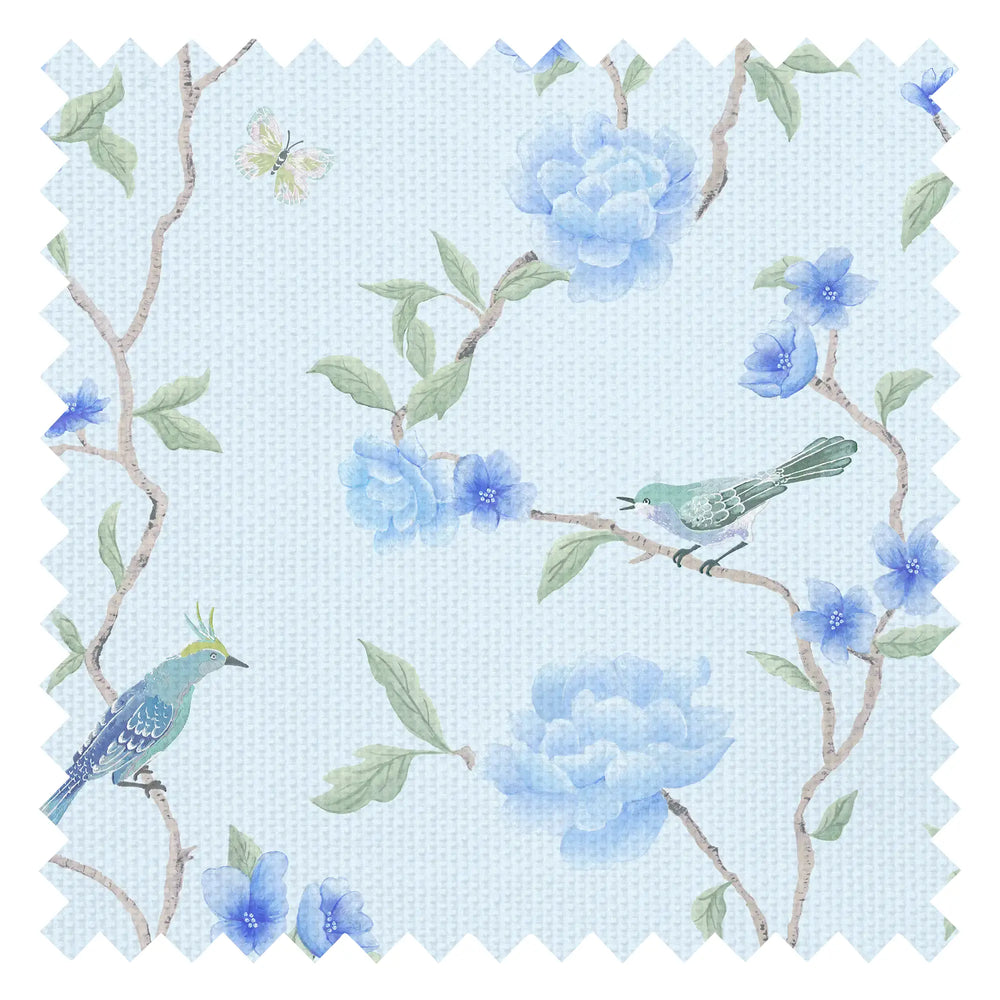 Blue Bird Blossom Fabric in Blues