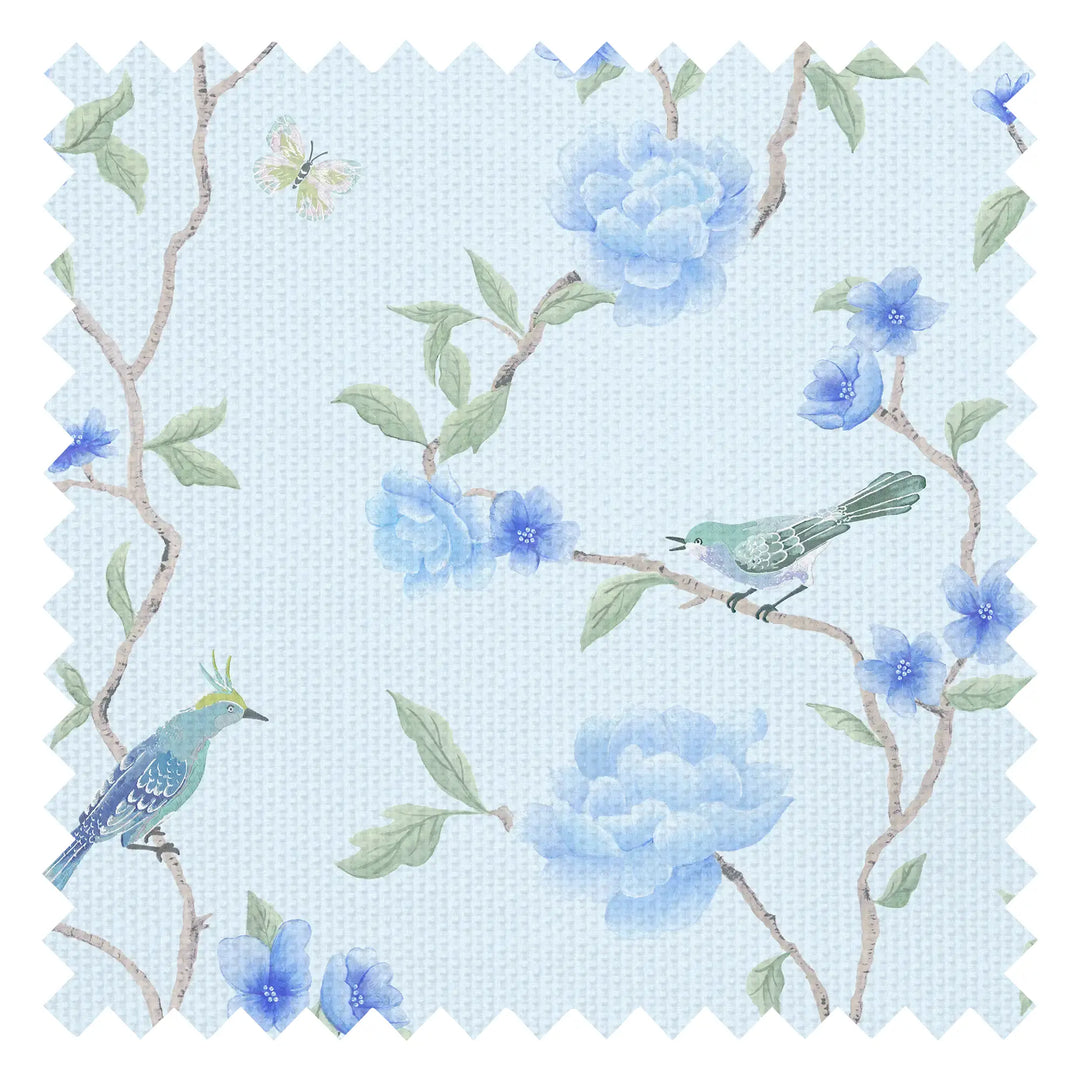 Blue Bird Blossom Fabric in Blues