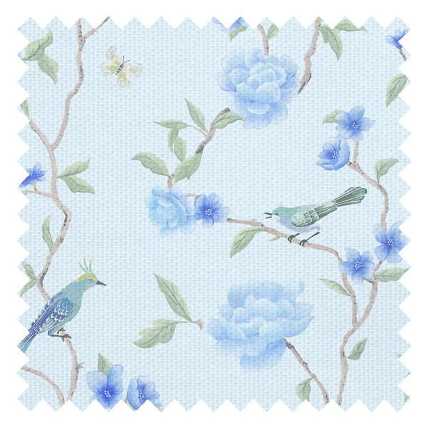 Blue Bird Blossom Fabric in Blues