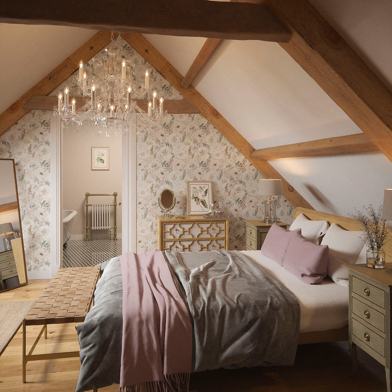 Bouquet De Fleurs Wallpaper in Watercolour Soft Neutrals