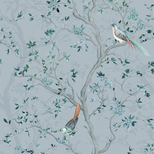 Branches and Birdsong Wallpaper in Heritage Blue