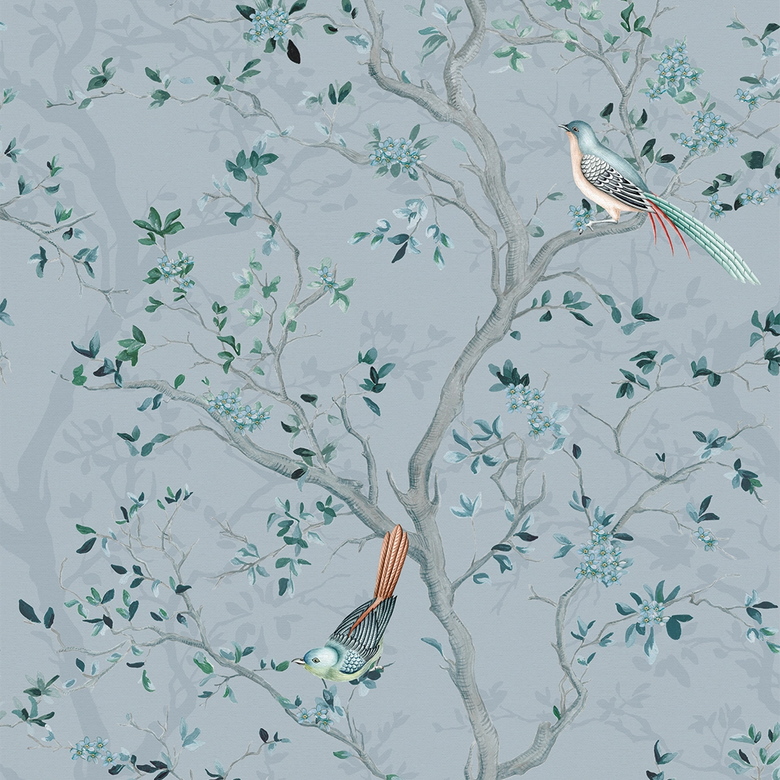 Branches and Birdsong Wallpaper in Heritage Blue