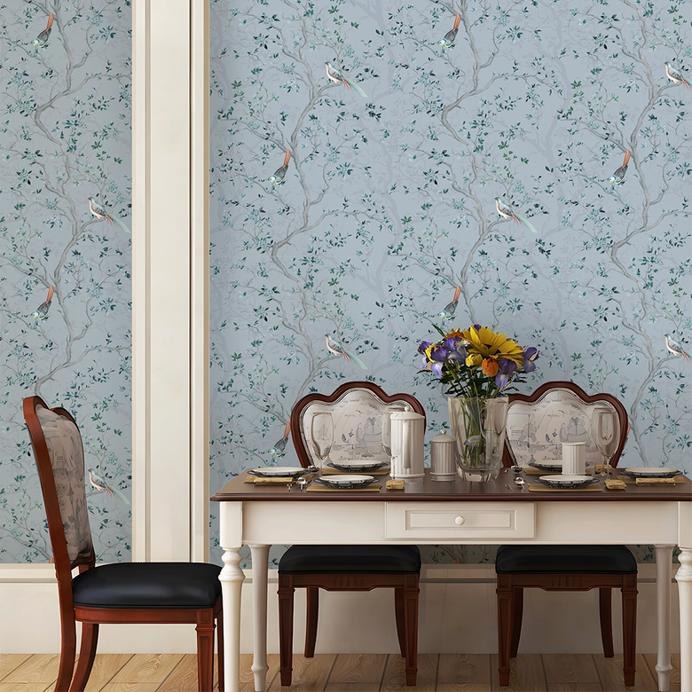 Branches and Birdsong Wallpaper in Heritage Blue