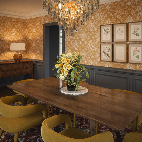 Bridgerton Damask Wallpaper in Burnt Ochre and Vintage Cream