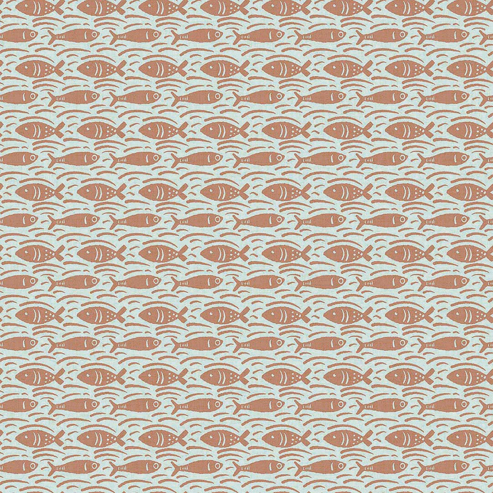 Catch of the Day Wallpaper in Autumn Spice on Duck Egg