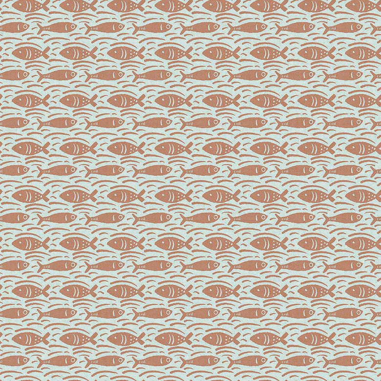 Catch of the Day Wallpaper in Autumn Spice on Duck Egg