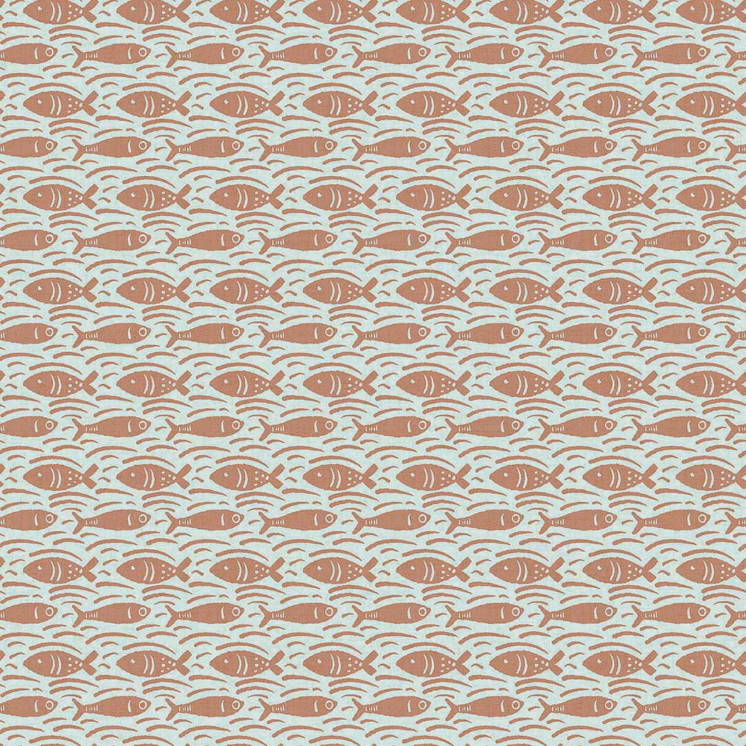 Sample of Catch of the Day Wallpaper in Autumn Spice on Duck Egg