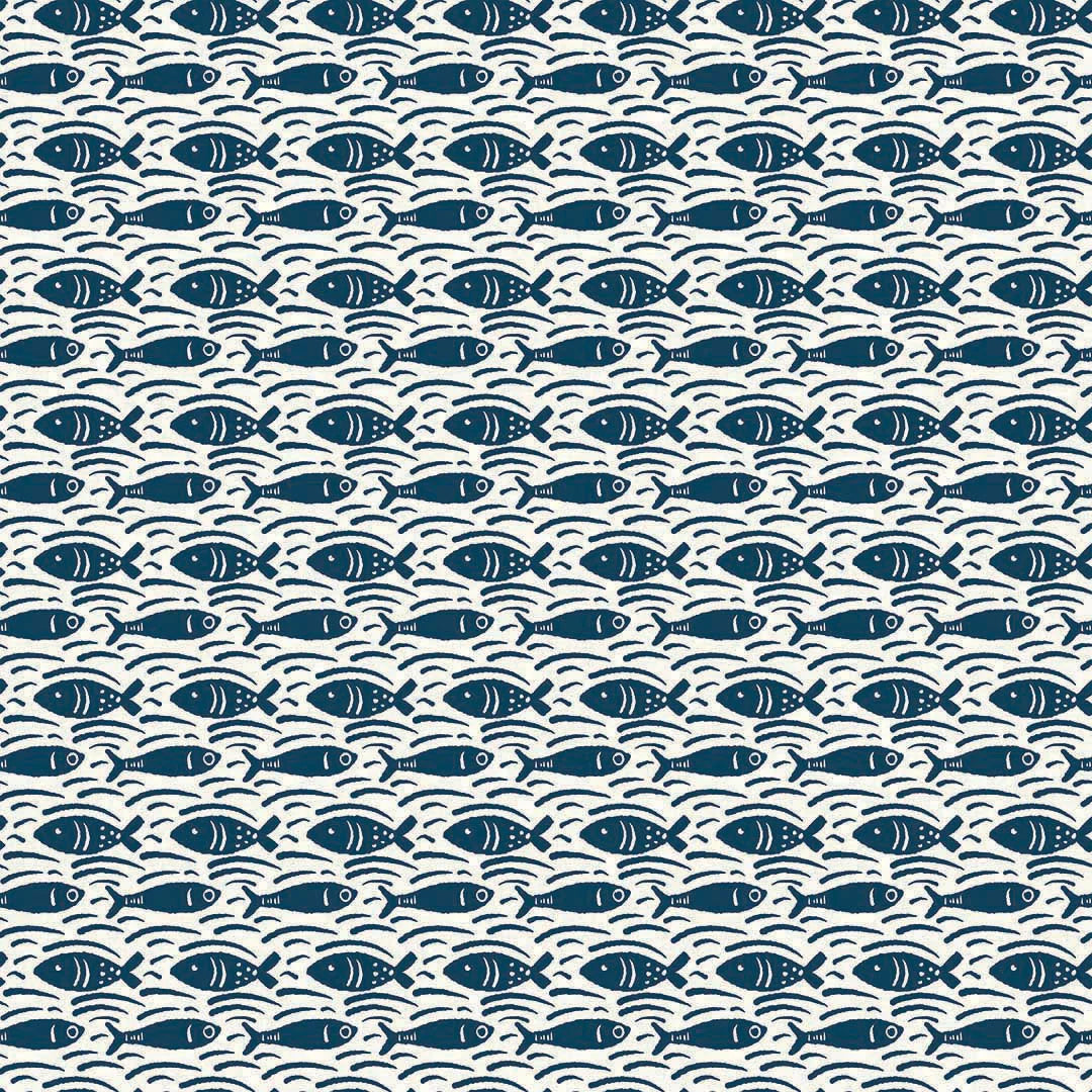 Sample of Catch of the Day Wallpaper in Classic Navy